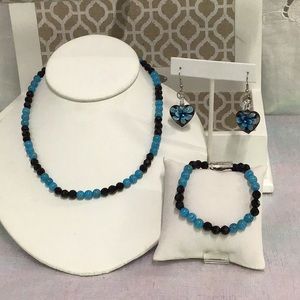 Light Blue and Black Jewelry Set